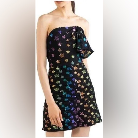 Shoshanna Dresses & Skirts - Shoshanna Women Off The Shoulder Nyla Metallic Star Mini Dress Black NWT